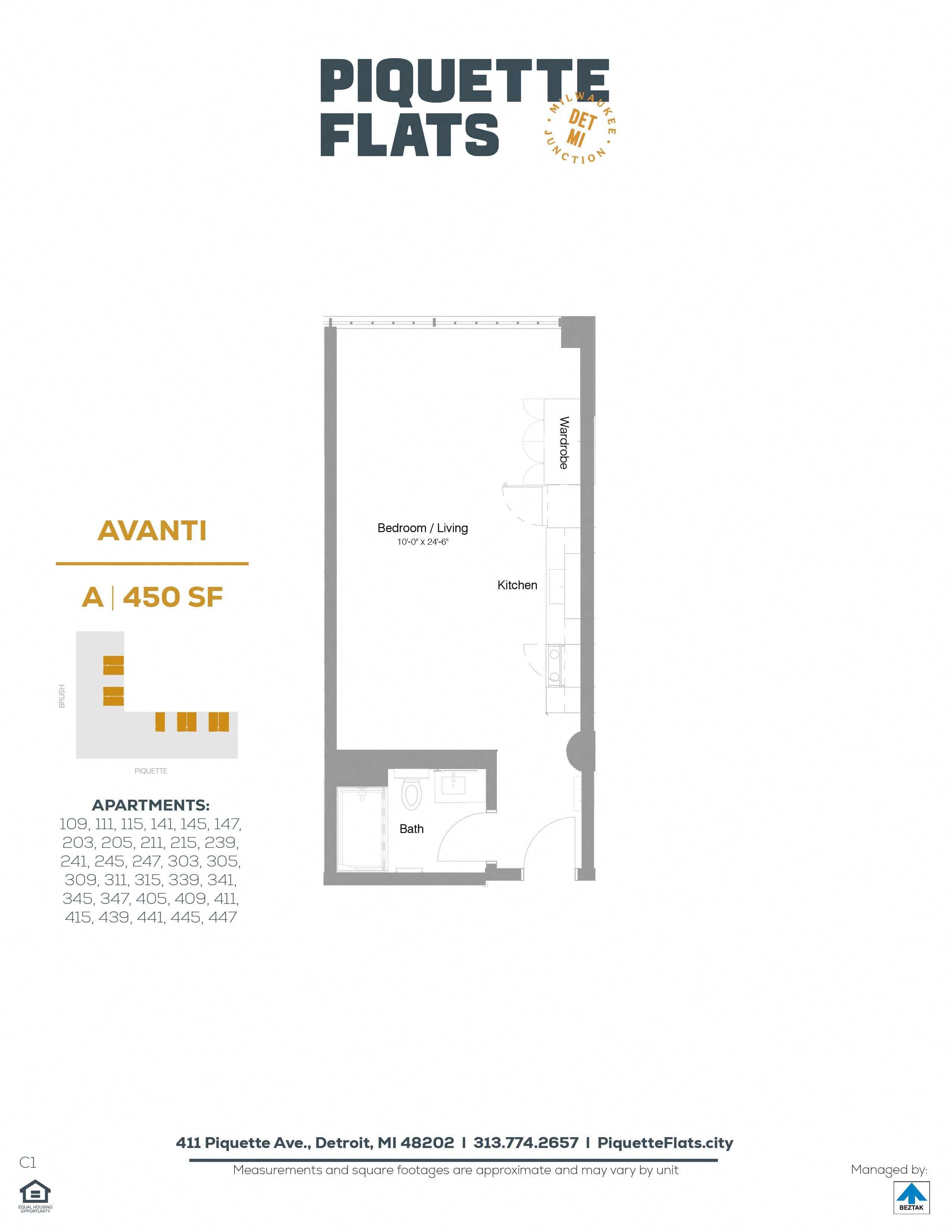 Avanti Studio floor plan